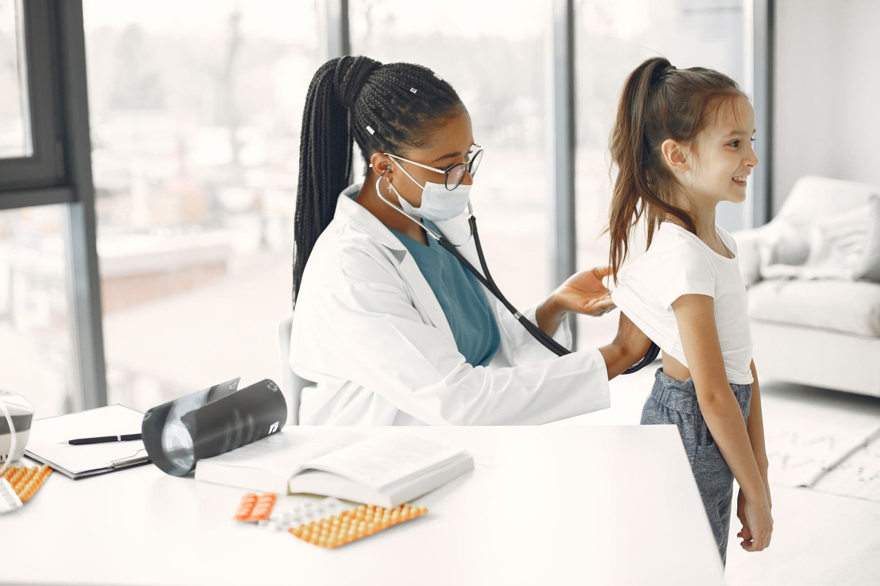 Bright clinic consultation area suitable for family and child healthcare visits