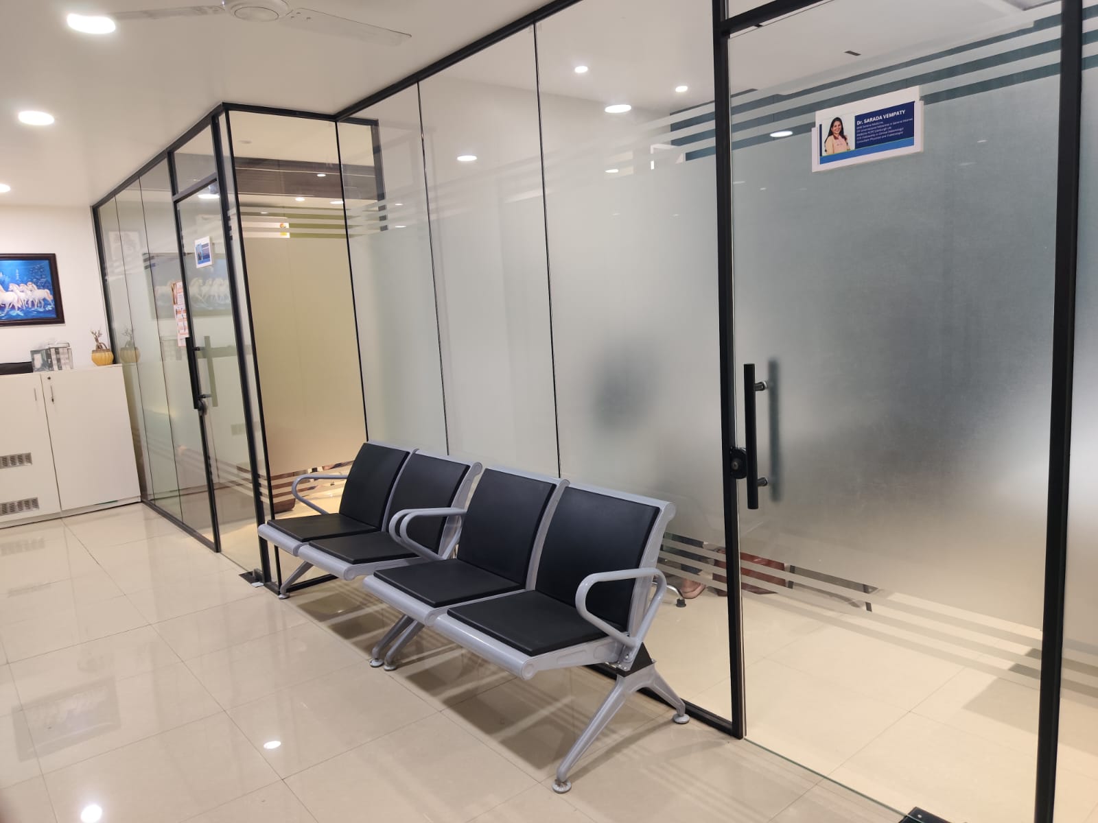Premium waiting lounge and seating area inside Dr Gopi's Specialty Clinics